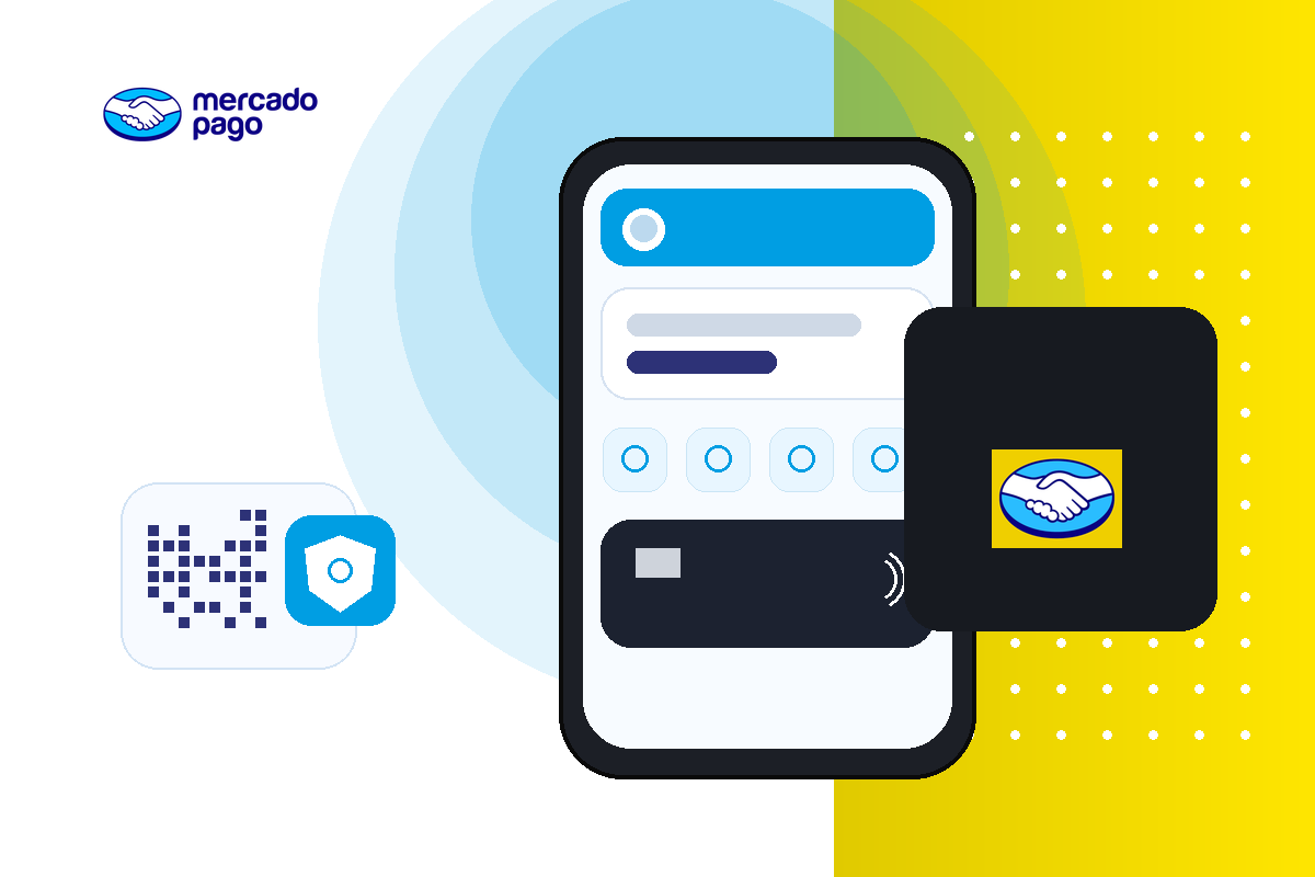 Ilustração de conta digital, cartão e pagamentos do Mercado Pago
